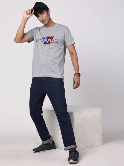 ADRO Men's Graphic Printed 100% Cotton T-Shirt - Regular Fit, Printed T-Shirts for Men (RN24-CMP-GR_Grey)