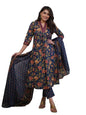 Nermosa Women Printed A-Line Kurta And Pant Set With Dupatta (In, Alpha, L, Blue)