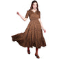 Sheetal Associates WomenS Crepe Fit And Flare Printed Half Sleeve V-Neck Casual Dress Maroon