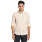 Turtle Men 100% Cotton Slim Fit Cream Printed Casual Shirt