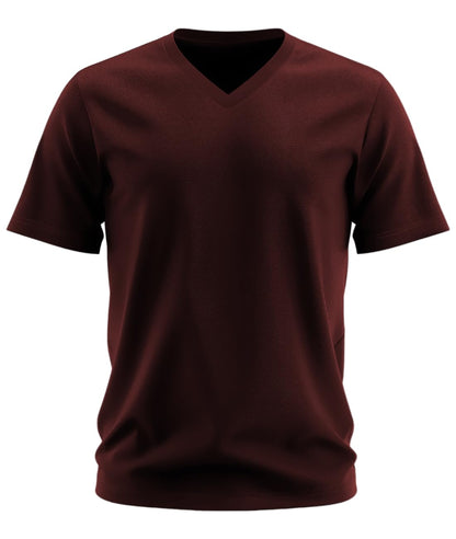 ADRO Mens V Neck T-Shirt|100% Combed Cotton T-Shirt|V-Neck Half Sleeve T-Shirt|VN24-M-PLN-MR