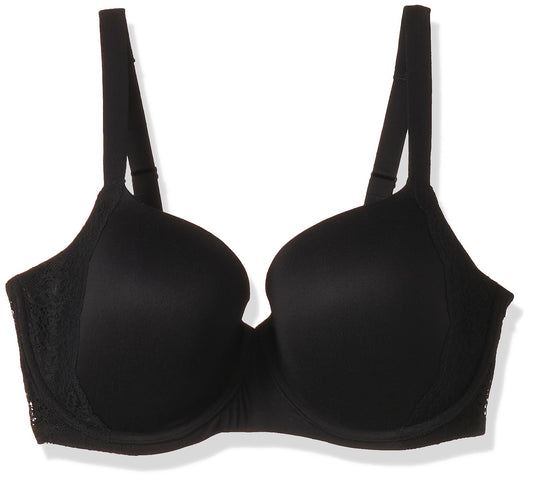 Clovia Womens Padded Underwired Demi Cup T-Shirt Bra in Black with Balconette Style - Cotton_BR2349R13_Black_38DDD