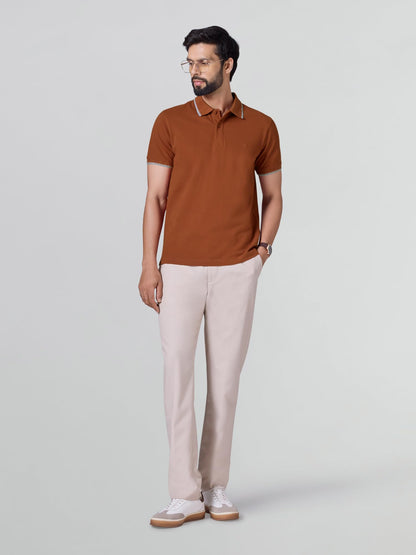 XYXX Accent Solid Halfsleeve Polo Tshirt for Men Brick Red