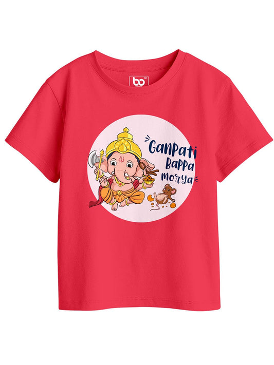 Bon Organik Girls Regular Fit T-Shirt (BON15107_G_Red