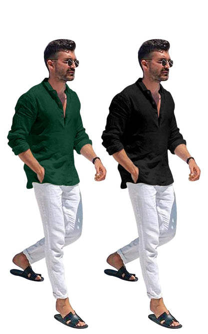 Zartha MenS Regular Fit Solid Pattern Cotton Blend Kurta With Spread Collar Long Sleeve And Standard Length | Shirt For Man