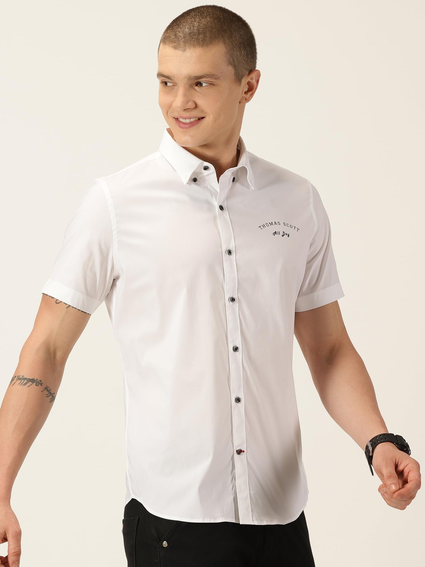 Thomas Scott Classic Slim Fit Button-Down Collar Casual Shirt White