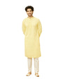Manyavar Mens Yellow Blended Cotton Kurta Pyjama Set