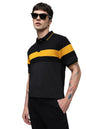 Dennis Lingo MenS Cotton Black Color Blocked Polo T-Shirt