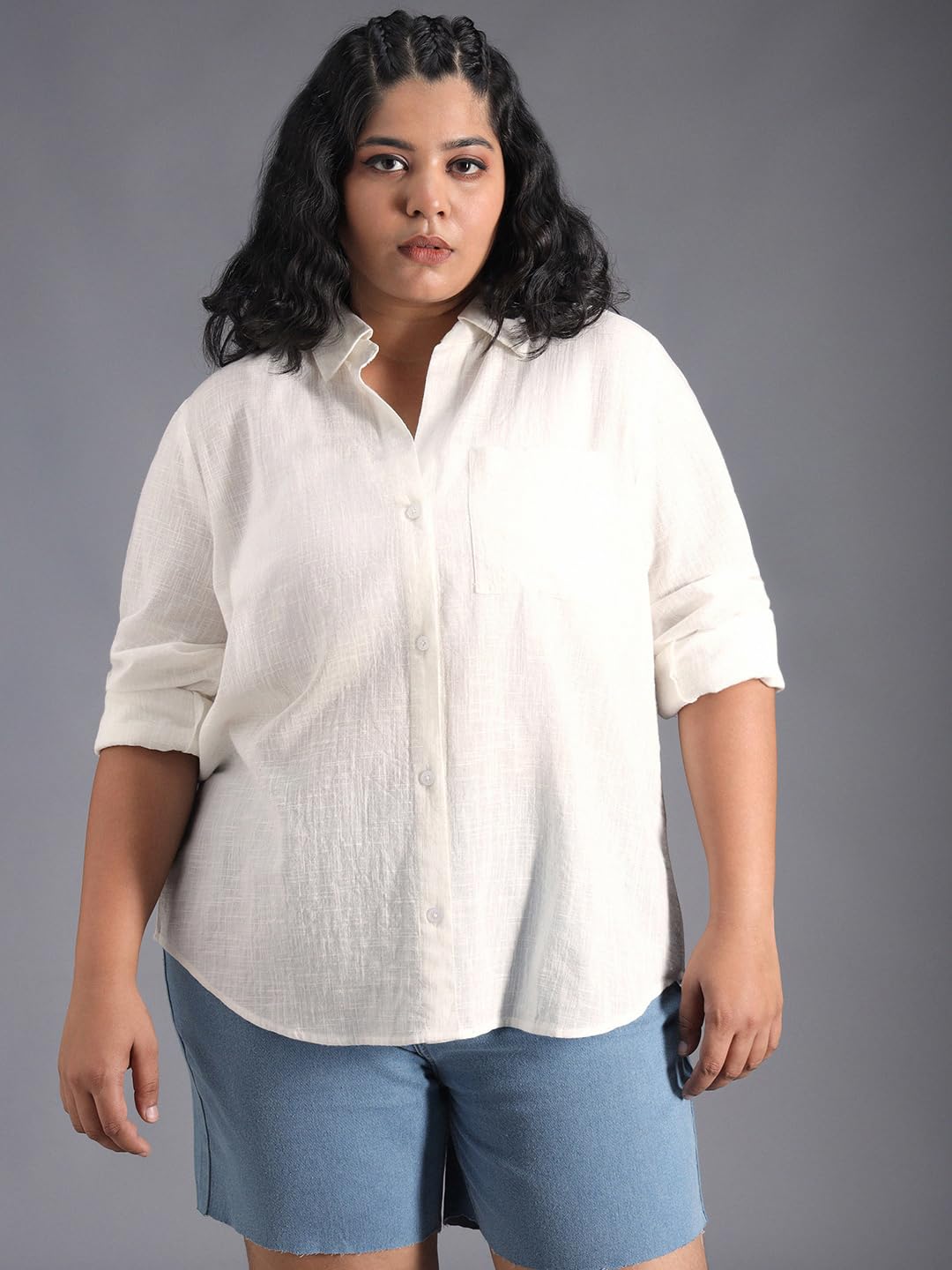 High Star WomenS Solid Classic Fit Shirt (Hswshw23509P_Ow_White