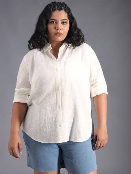 High Star WomenS Solid Classic Fit Shirt (Hswshw23509P_Ow_White