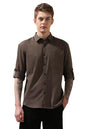Dennis Lingo Men Regular Fit Brown Full Sleeves Cotton Casual Shirt