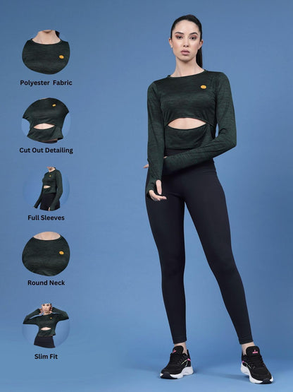 Rigo Round Neck Activewear Top for Women | Comfort Fit Stylish Active T-Shirt for Girls | Gym/Sports Wear Tees & Workout Tops