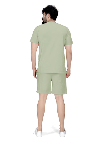 ELLITI Cotton Blend Casual Round Neck Half Sleeve Oversized Co-ord Set Mens, Pyjama Set, Sleepwear Loungewear T-Shirt and Short
