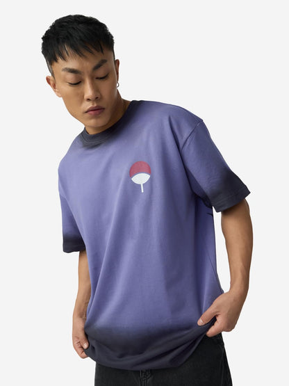 The Souled Store Naruto Shippuden: Uchiha Men and Boys Short Sleeves Round Neck Purple Graphic Printed Cotton Oversized T-Shirts