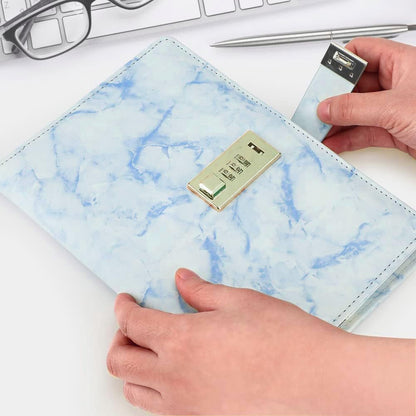 AccuPrints Marble Pattern Lock Diary Writing Notebook,A5 Fancy PU Leather Planner, Personal journals Combination Lock Secret,Gif