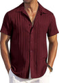 CB-COLEBROOK Mens Casual Button Down Soft Linen Shirts Short Sleeve Textured Summer Beach Shirts for Men (in, Alpha, M, Regular