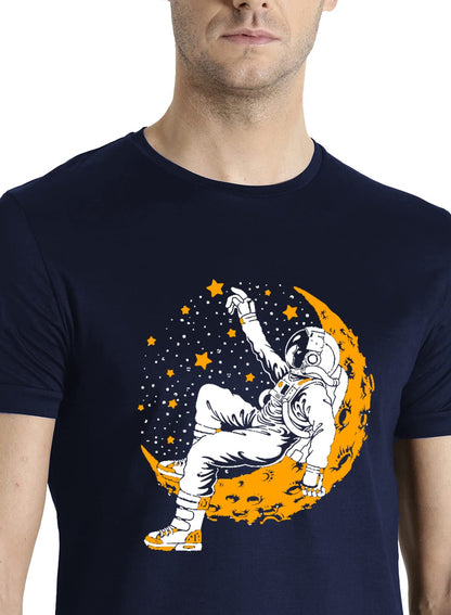 ADRO Astronaut Graphic Design Mens Printed T-Shirts (RNR-M-Moon)