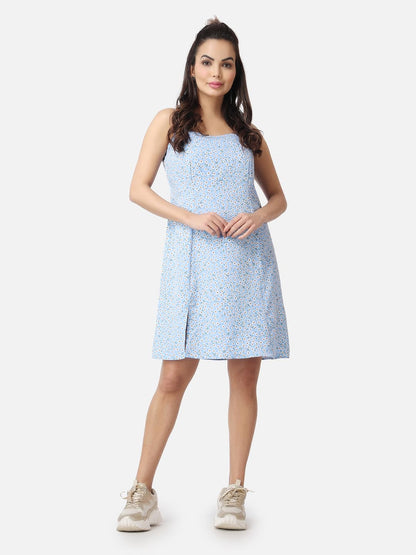 Popwi1Ngs Casual Printed V-Neck Short Sleeves Knee-Length Fit And Flare Dress For Women || Frokc-Style Summer Wear Dresses For W