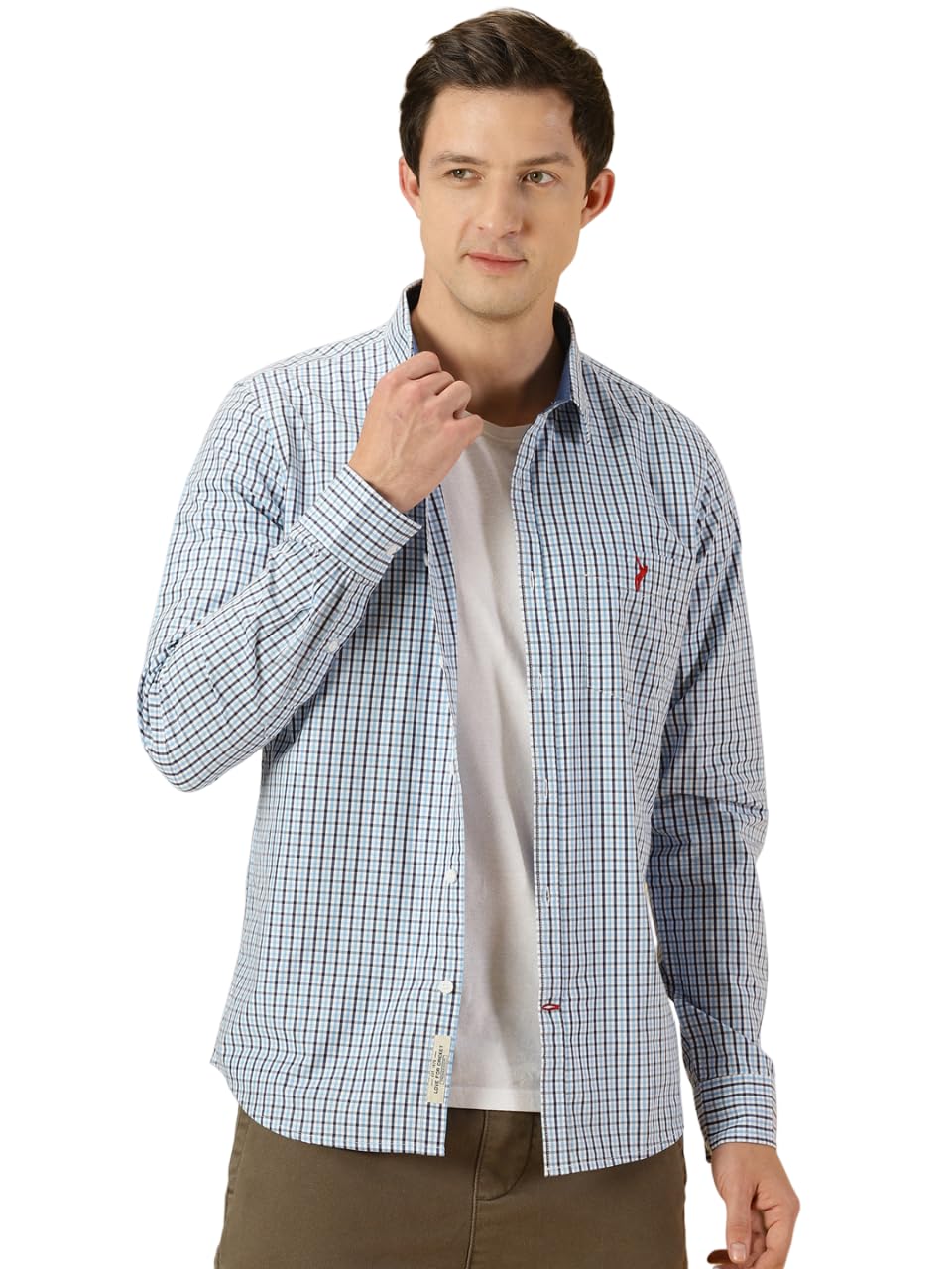 Thomas Scott Checkered Slim Fit Spread Collar Long Sleeve Casual Shirt for Mens