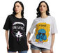Juneberry Pure 100% Cotton Oversized Loose Baggy Fit Drop Shoulder Latest Aesthetic & Cool Graphic Prinred Half Sleeve T-Shirts