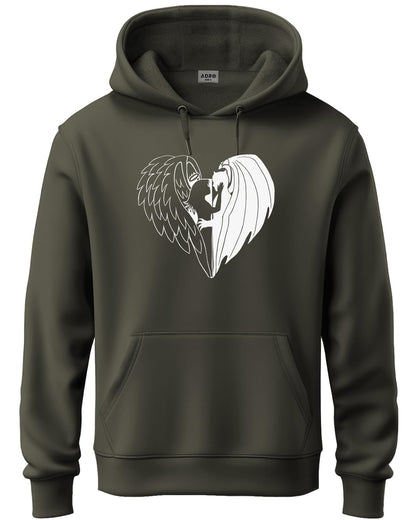 ADRO Men's Cotton Neck Hooded Sweatshirt (H24-DEVI-OL_Olive