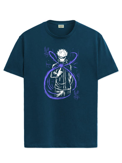 ADRO Mens Anime T Shirt - Premium Cotton Anime Gojo Tshirt - Perfect for Anime Fans Print and Comfortable Fit Teal T-Shirt|RN24-
