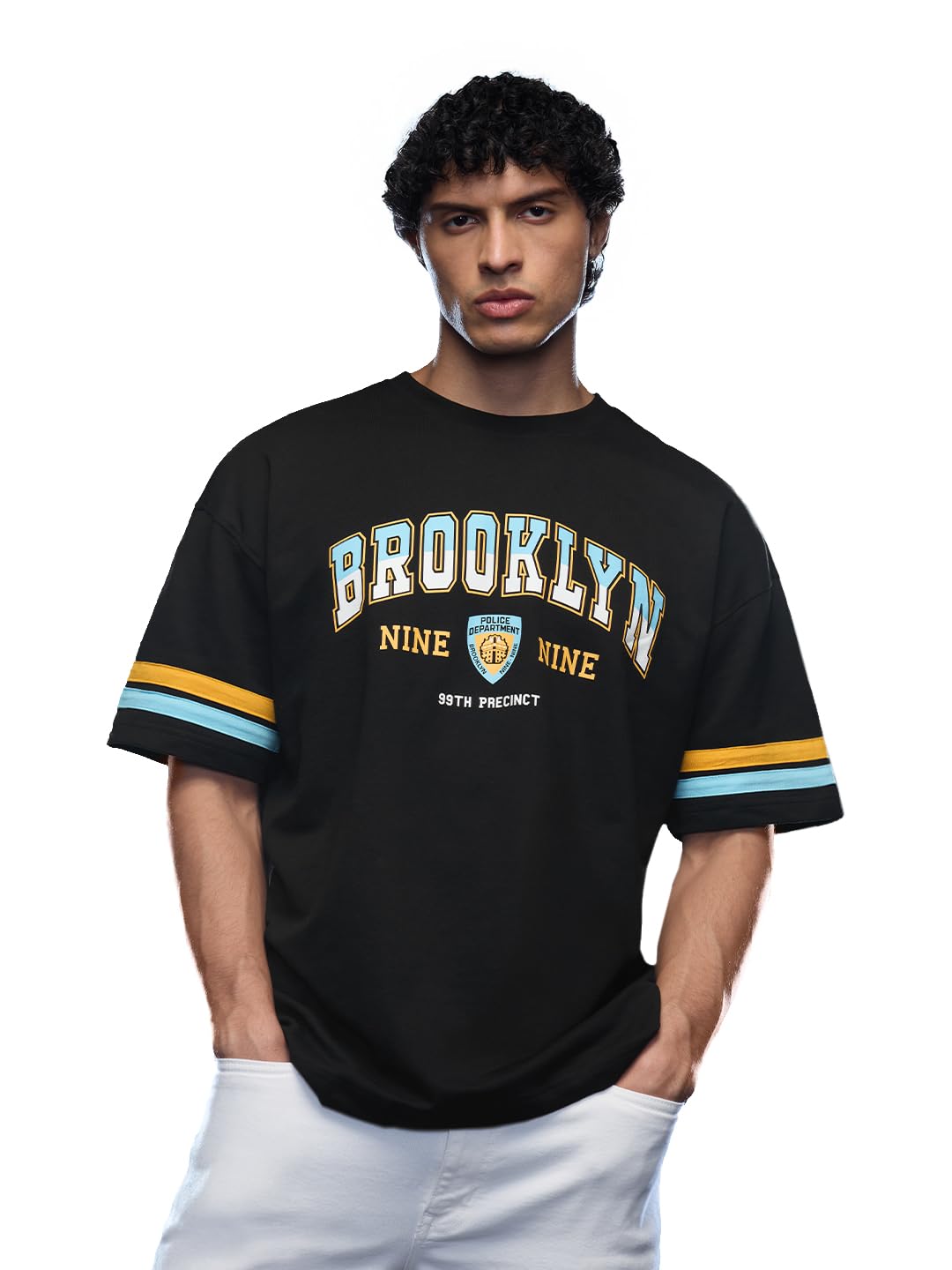 The Souled Store Brooklyn Nine-Nine: 99th Precinct Men Oversized T-Shirts Black