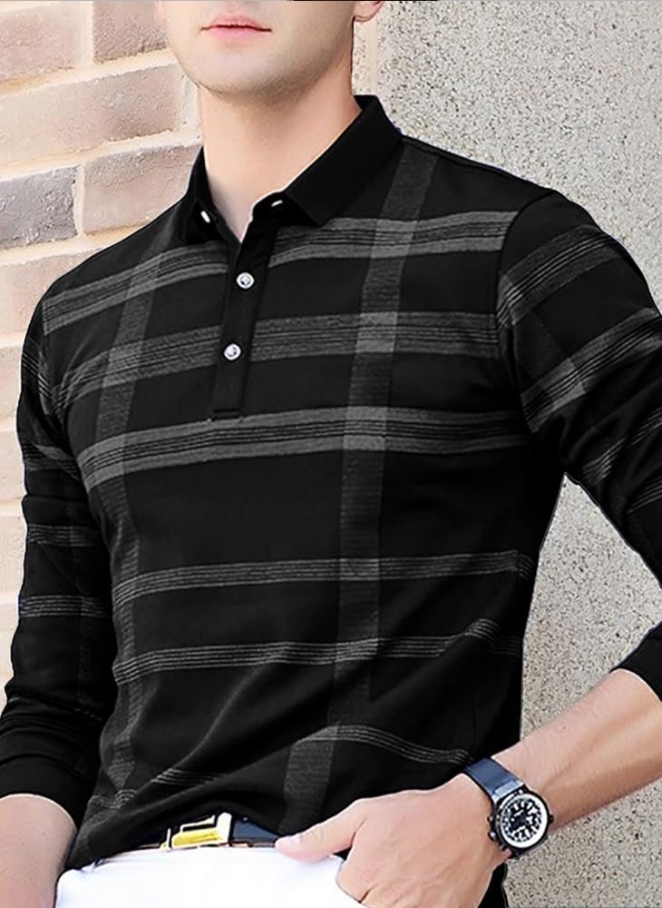 Noble Monk MenS Polo Neck Full Sleeves T-Shirt | Causal Tshirt For Men