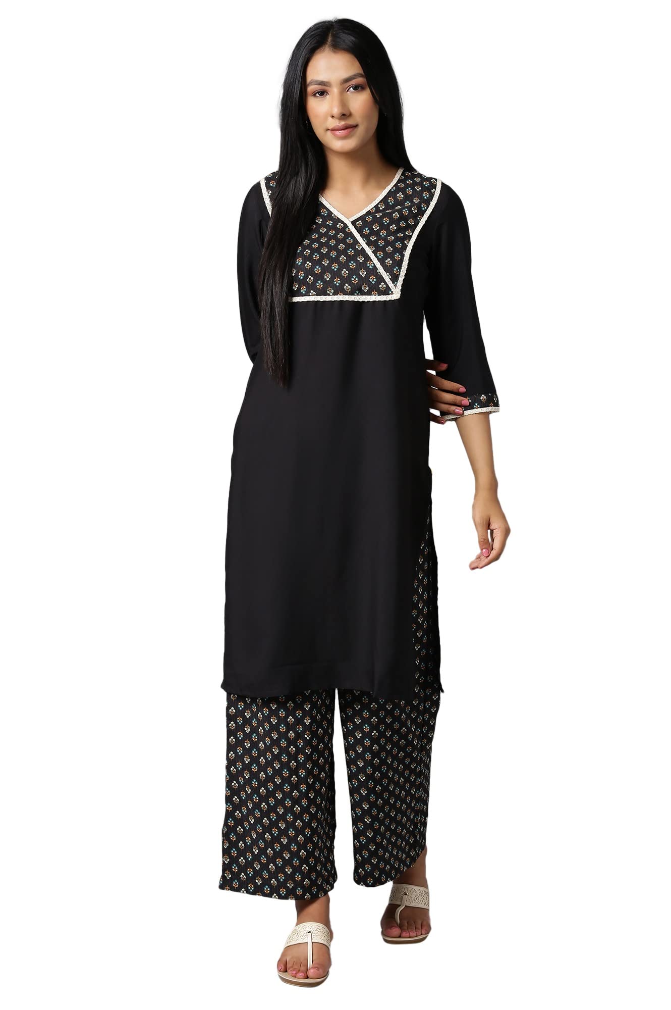Aurelia Women Solid Crepe Kurta Set with Palazzos