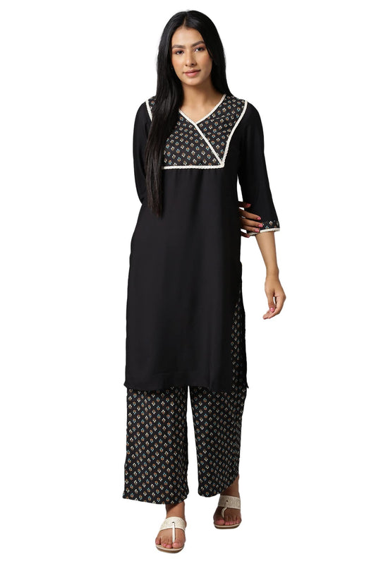 Aurelia Women Solid Crepe Kurta Set with Palazzos