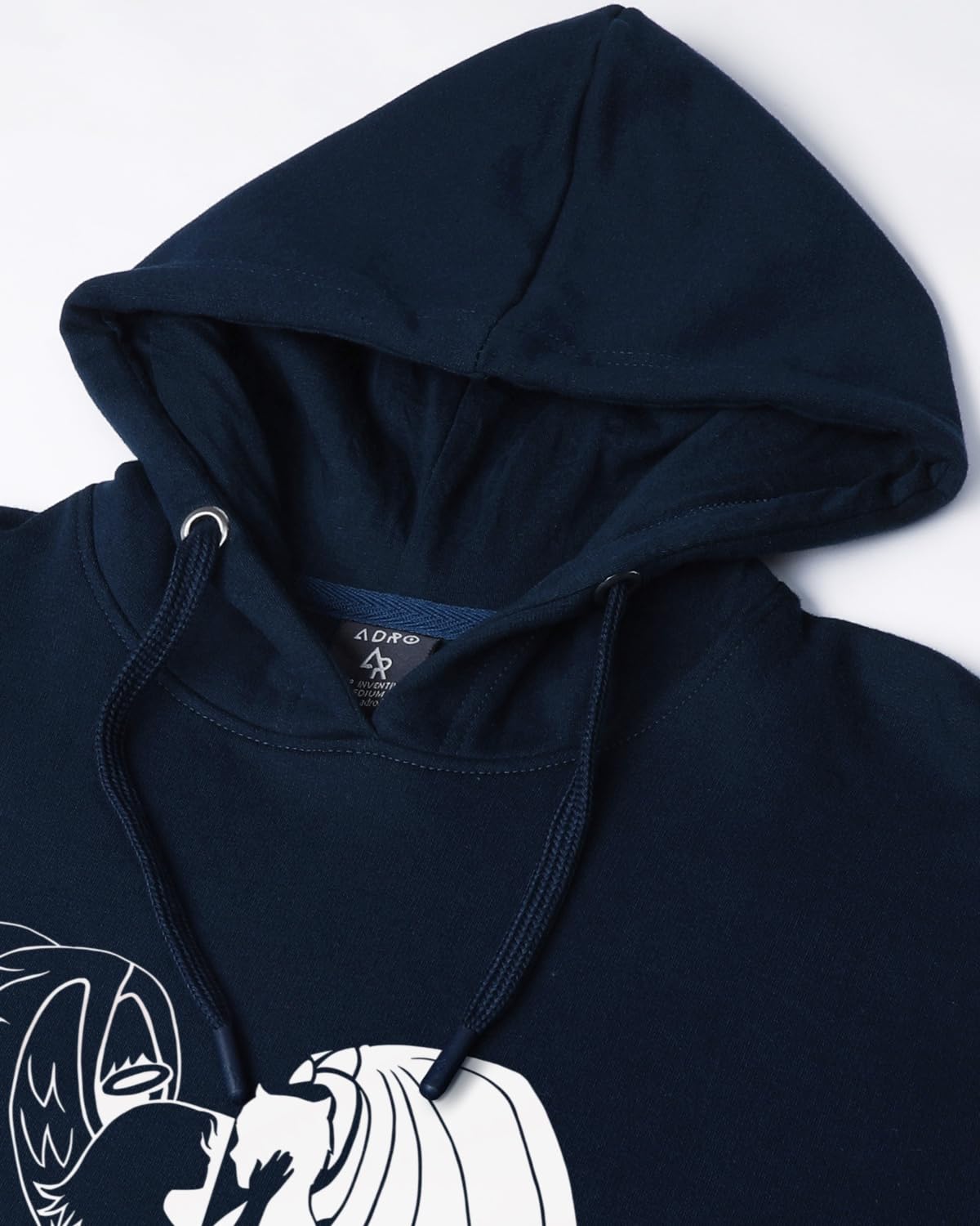 ADRO Men's Cotton Neck Hooded Sweatshirt (H24-DEVI-NB_Navy Blue
