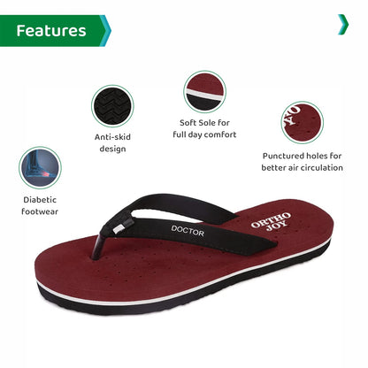 ORTHO JOY Doctor Orthopedic Slippers for Women, Brown, Size 4 UK, Everyday Use, MCR Chappals