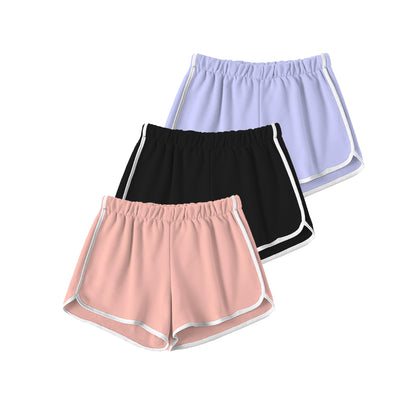 Kyda Kids Girls Cotton Printed Regular Fit Shorts For Summer - Multicolor (Pack Of 3)