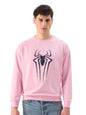 The Souled Store Official Spider-Man: Spidey Sigil Men and Boys Long Sleeve Round Neck Pink Graphic Print Oversized Fit Sweatshi