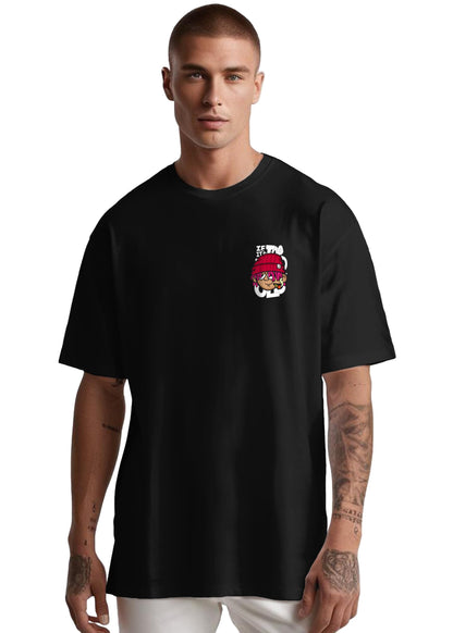 Peppyzone Mens Oversized Fit T-Shirt (PZ-OST-Trendy46_Black