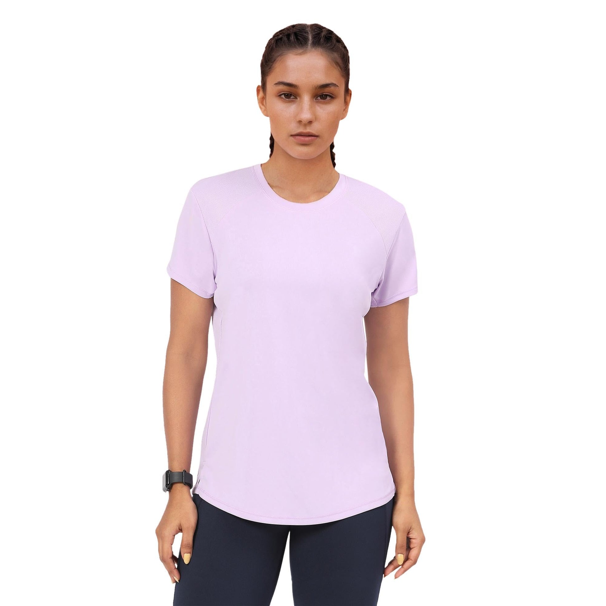 Enamor Womens Solid Relaxed Fit T-Shirt (A313_Orchid Bloom