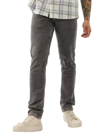 The Souled Store Denim: Cotton Blend Dark Grey Men & Boys Buttoned Slim Fit Jeans