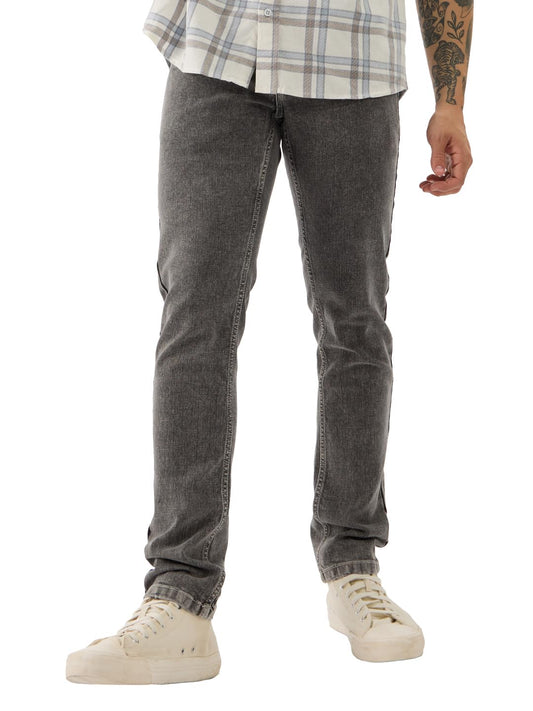The Souled Store Denim: Cotton Blend Dark Grey Men & Boys Buttoned Slim Fit Jeans