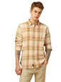 Dennis Lingo Men Regular Fit Cotton Full Sleeves Checks Casual Shirts Brown