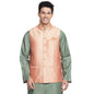 Fabindia Men Viscose Silk Woven Nehru Jacket Gold_M
