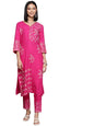 ZIYAA Women's Pink Rayon Straight Kurta And Pant Set(ZIKURY3918ANDPA)
