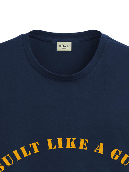ADRO Men's Royal Bike Design Printed 100% Cotton T-Shirt - Regular Fit, Printed T-Shirts for Men (RN24-RYL-NB_Navy)