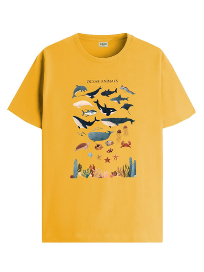 ADRO T Shirts for Boys & Girls || Ocean Sharks Printed T-Shirt || Ages 3-14 || 100% Cotton Round Neck Tshirt for Boys & Girls||K