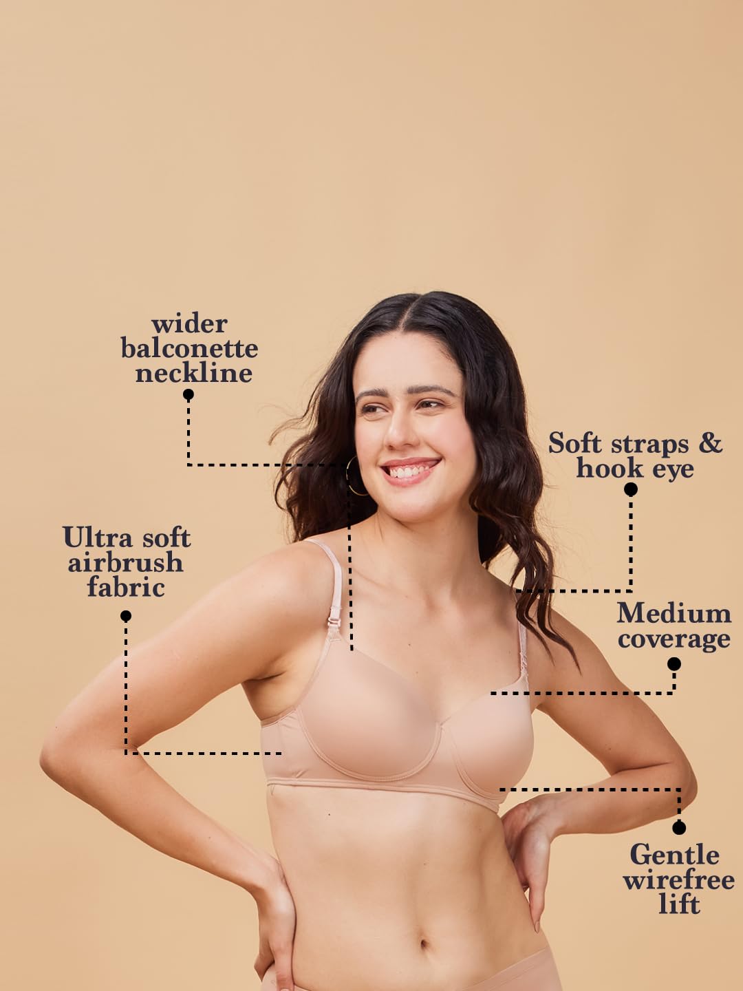 Enamor F131 Soft Wire-Free T-Shirt Balconette Bra