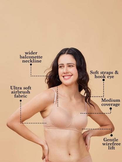 Enamor F131 Soft Wire-Free T-Shirt Balconette Bra