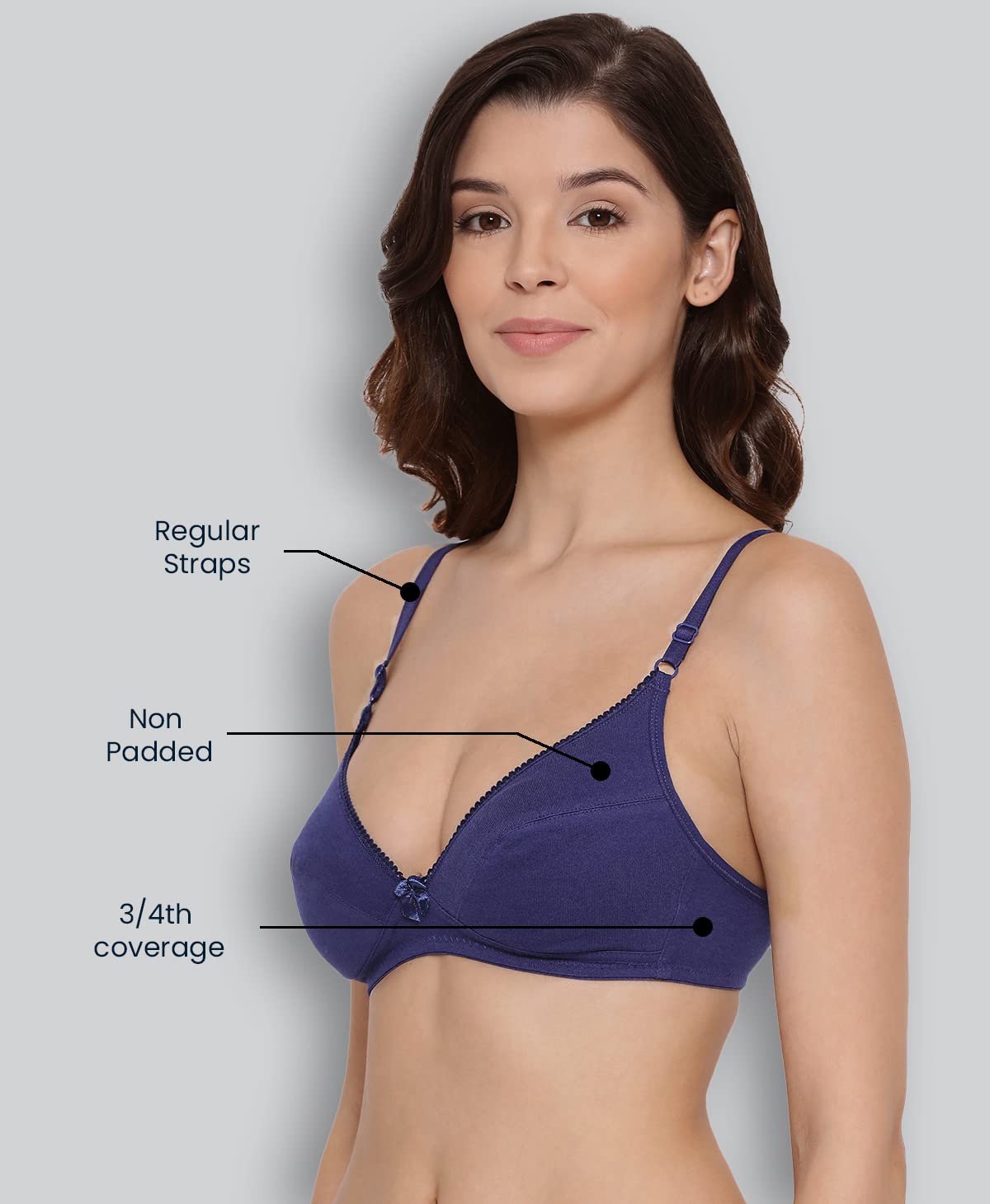 Lyra WomenS Cotton Non Padded Wire Free Seamless Bra Royalblue