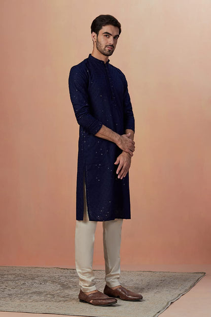 Manyavar Kurta Set For Men, Full Sleeves Mandarin Collar Ethnic MenS Kurta Set For Engagement, Wedding, Party Blended Cotton Em