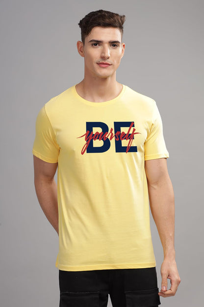 ADRO Mens Solid Regular Fit T-Shirt (RN24-BYO-LY_Light Yellow