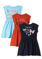 T2F Girls Cotton Printed Casual Knee-Length Dress(Pack of 3)