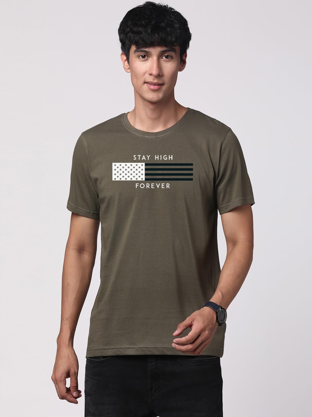 ADRO Mens Flag Printed Cotton T-Shirt_RN24-L2-FLAG-OL